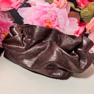 Anthropologie Black Gathered Faux Leather Wristlet